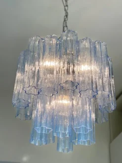 Pamono Blue Tronchi Murano Glass Chandelier in Venini Style by Simoeng><noscript><img width=