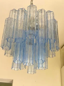 Pamono Blue Tronchi Murano Glass Chandelier in Venini Style by Simoeng><noscript><img width=