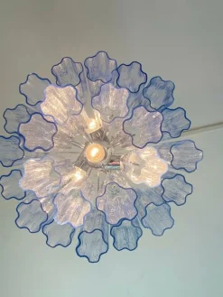 Pamono Blue Tronchi Murano Glass Chandelier in Venini Style by Simoeng><noscript><img width=