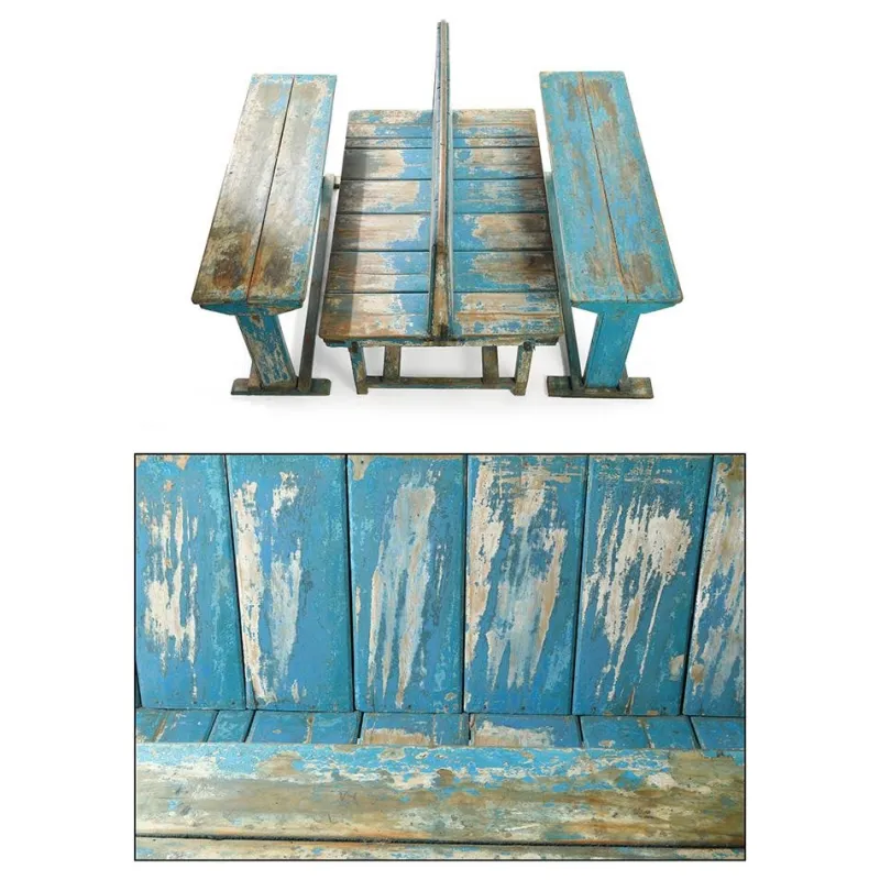 Pamono Blue Wooden Double School Desk> Children's Tables