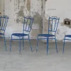 Sale Pamono Blue Wrought Iron Garden Chairs, 1950, Set of 4