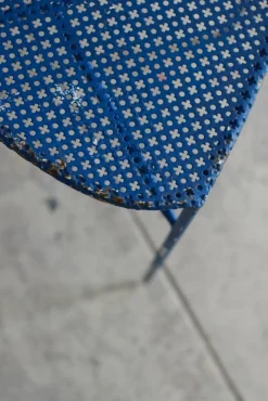 Sale Pamono Blue Wrought Iron Garden Chairs, 1950, Set of 4