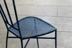 Sale Pamono Blue Wrought Iron Garden Chairs, 1950, Set of 4