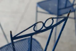 Sale Pamono Blue Wrought Iron Garden Chairs, 1950, Set of 4