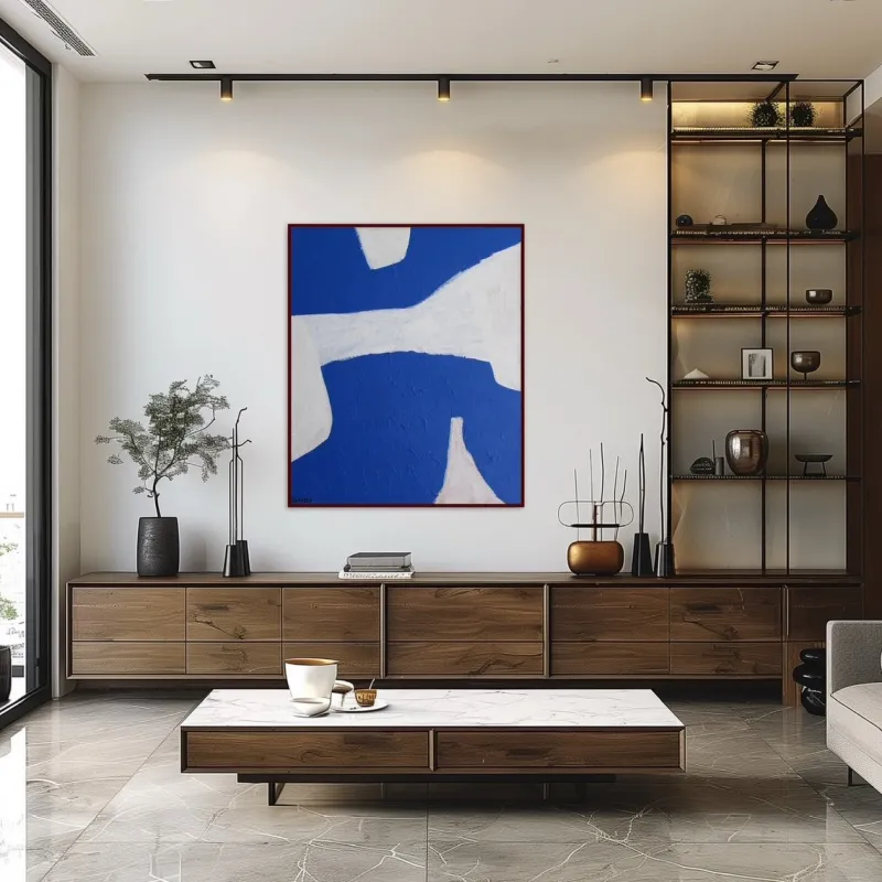 Pamono Bodasca, Blue Abstract Composition, 2025, Acrylic on Canvas> Abstraction