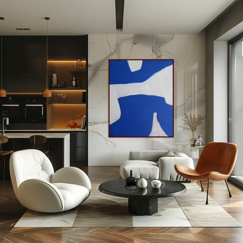 Pamono Bodasca, Blue Abstract Composition, 2025, Acrylic on Canvas> Abstraction