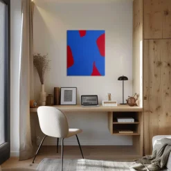 Hot Pamono Bodasca, Blue on Red, 2025, Acrylic on Canvas