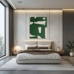 Discount Pamono Bodasca, Minimalist Green Organic, 2025, Acrylic on Canvas