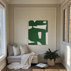 Discount Pamono Bodasca, Minimalist Green Organic, 2025, Acrylic on Canvas