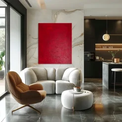 Pamono Bodasca, Minimalist Textured Red, 2025, Acrylic on Canvas><noscript><img width=