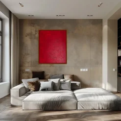 Pamono Bodasca, Minimalist Textured Red, 2025, Acrylic on Canvas><noscript><img width=