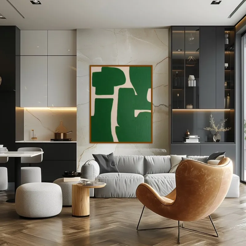 New Pamono Bodasca, Organic Green Abstract Composition, 2025, Acrylic on Canvas
