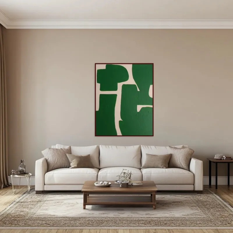 New Pamono Bodasca, Organic Green Abstract Composition, 2025, Acrylic on Canvas