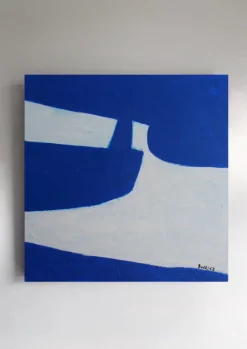 Pamono Bodasca, Square Blue-Off-White Composition, 2025, Acrylic on Canvas> Abstraction