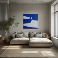 Pamono Bodasca, Square Blue-Off-White Composition, 2025, Acrylic on Canvas> Abstraction