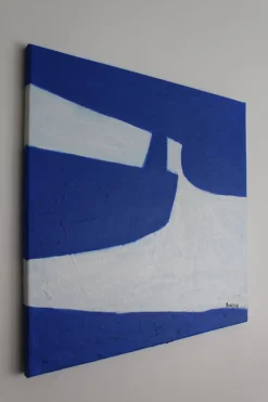 Pamono Bodasca, Square Blue-Off-White Composition, 2025, Acrylic on Canvas><noscript><img width=