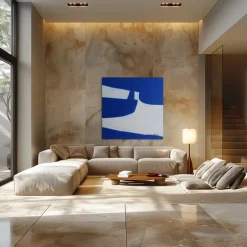 Pamono Bodasca, Square Blue-Off-White Composition, 2025, Acrylic on Canvas><noscript><img width=