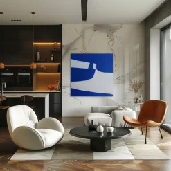 Pamono Bodasca, Square Blue-Off-White Composition, 2025, Acrylic on Canvas><noscript><img width=