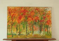 Pamono Bodin, Autumn Forest, 1960s, Oil on Panel, Framed><noscript><img width=