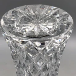 Pamono Bohemia Lead Crystal Vase with Diamond Cut Gold Rim, 1950s><noscript><img width=