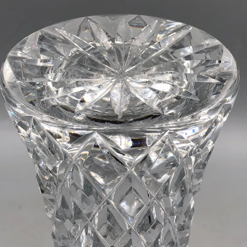 Pamono Bohemia Lead Crystal Vase with Diamond Cut Gold Rim, 1950s> Vases