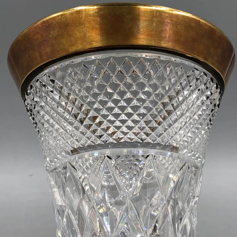 Pamono Bohemia Lead Crystal Vase with Diamond Cut Gold Rim, 1950s> Vases