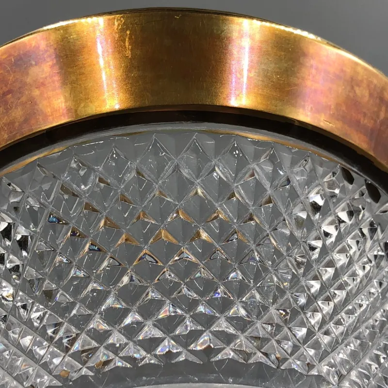 Pamono Bohemia Lead Crystal Vase with Diamond Cut Gold Rim, 1950s> Vases