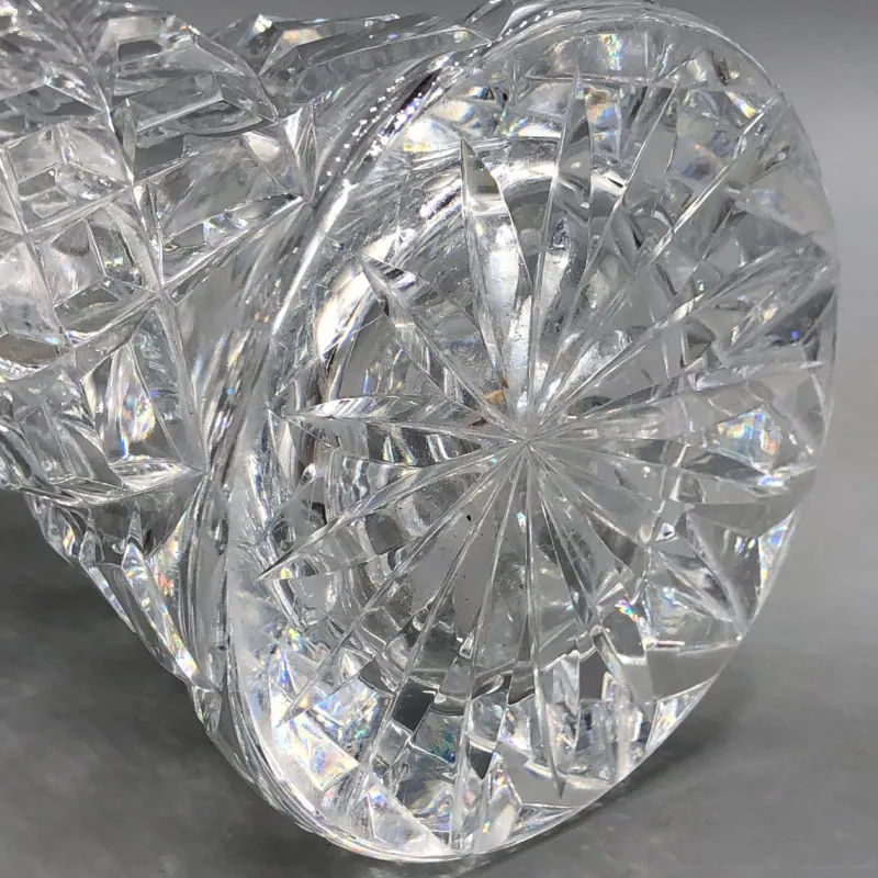 Pamono Bohemia Lead Crystal Vase with Diamond Cut Gold Rim, 1950s> Vases