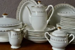 Pamono Bohemian Claire Dinner Service in Faïence from Sarreguemines France, Set of 43> Dinner Plates & Bowls