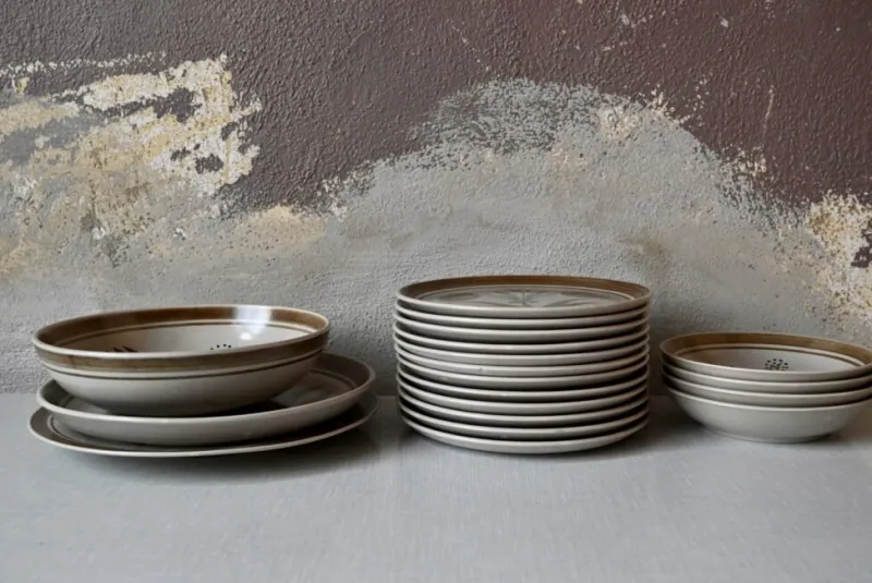 Online Pamono Bohemian Country Chic Style Stoneware Dinnerware Set from Longchamp, 1970s, Set of 19