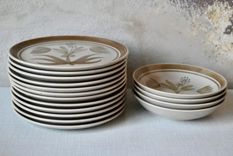 Online Pamono Bohemian Country Chic Style Stoneware Dinnerware Set from Longchamp, 1970s, Set of 19
