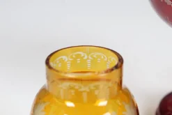 Pamono Bohemian Crystal Glass Set in Ruby Red and Yellow, 1880s, Set of 3><noscript><img width=