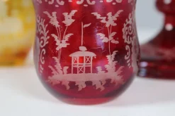 Pamono Bohemian Crystal Glass Set in Ruby Red and Yellow, 1880s, Set of 3><noscript><img width=