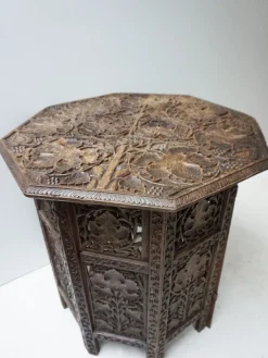 Pamono Bohemian Eastern Anglo-Indian Hand Carved Wooden Octagonal Side Table, 1900s> Coffee & Side Tables