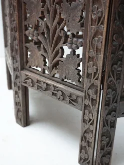 Pamono Bohemian Eastern Anglo-Indian Hand Carved Wooden Octagonal Side Table, 1900s><noscript><img width=