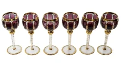 Pamono Bohemian Handmade Gilt Glass Wine Glasses, Set of 6> Glassware