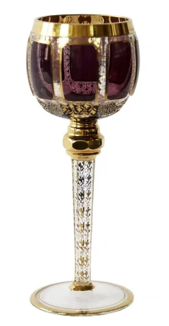 Pamono Bohemian Handmade Gilt Glass Wine Glasses, Set of 6><noscript><img width=
