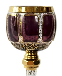 Pamono Bohemian Handmade Gilt Glass Wine Glasses, Set of 6><noscript><img width=