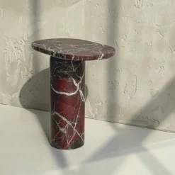 Outlet Pamono Bold Rosso Levanto Marble Side Table from Kiwano Concept