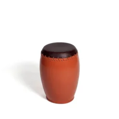 New Pamono Bombo 2 Coffee Table in Enamelled Stoneware and Leather by Oscar Maschera