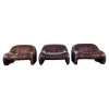Pamono Bonanza Armchairs in Brown Leather by Tobia & Afra Scarpa for C & B Italia, 1970s, Set of 3> Living Room Sets