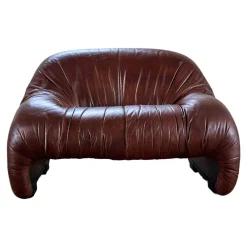 Pamono Bonanza Armchairs in Brown Leather by Tobia & Afra Scarpa for C & B Italia, 1970s, Set of 3><noscript><img width=