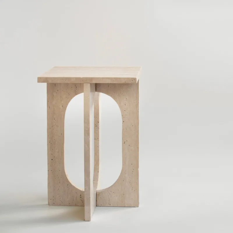 New Pamono Bond Side Table in Travertine from Kiwano Concept
