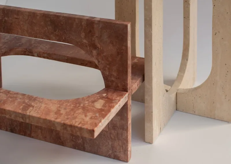 New Pamono Bond Side Table in Travertine from Kiwano Concept