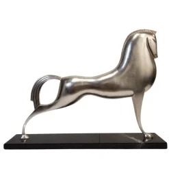 Discount Pamono Boris Lovet-Lorski, Art Deco Style Horse, 1970s, Silver-Plated Metal with Marble Base