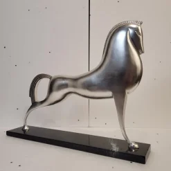 Discount Pamono Boris Lovet-Lorski, Art Deco Style Horse, 1970s, Silver-Plated Metal with Marble Base