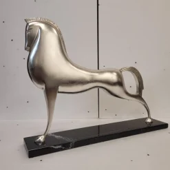 Discount Pamono Boris Lovet-Lorski, Art Deco Style Horse, 1970s, Silver-Plated Metal with Marble Base