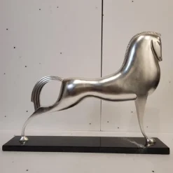 Discount Pamono Boris Lovet-Lorski, Art Deco Style Horse, 1970s, Silver-Plated Metal with Marble Base
