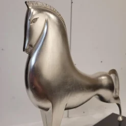 Discount Pamono Boris Lovet-Lorski, Art Deco Style Horse, 1970s, Silver-Plated Metal with Marble Base