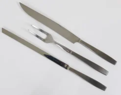 Pamono Boxed Amboss 2050 Carving Knives and Fork attributed to Helmut Alder, Austria, 1950s, Set of 3><noscript><img width=